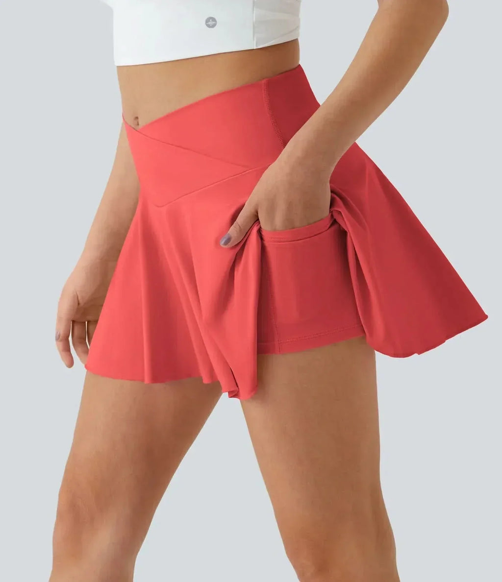 AuraFlex luftiger Tennisrock mit integrierten Shorts UPF50Plus für Damen