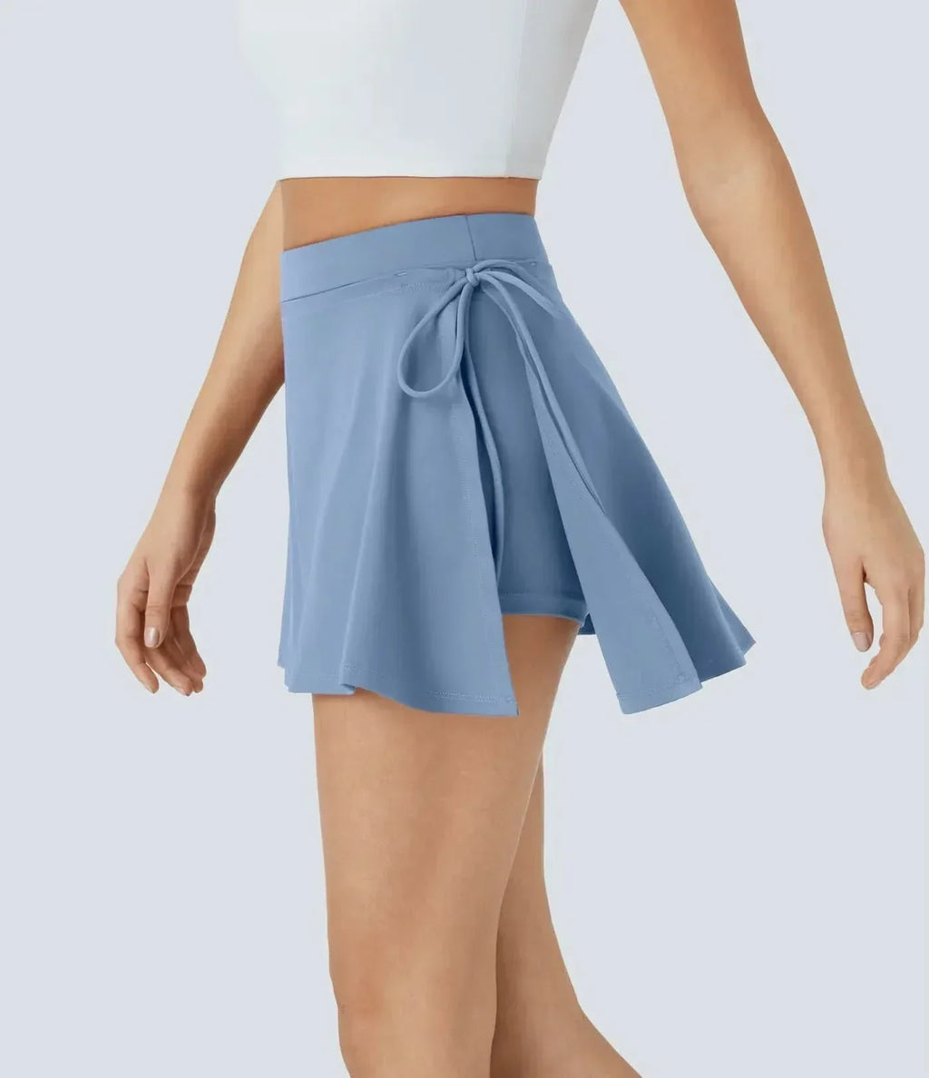 Saia 2 em 1 LumaFlex CoolTouch Airy com Bolsos e Cinto de Laço para Mulheres Ativas