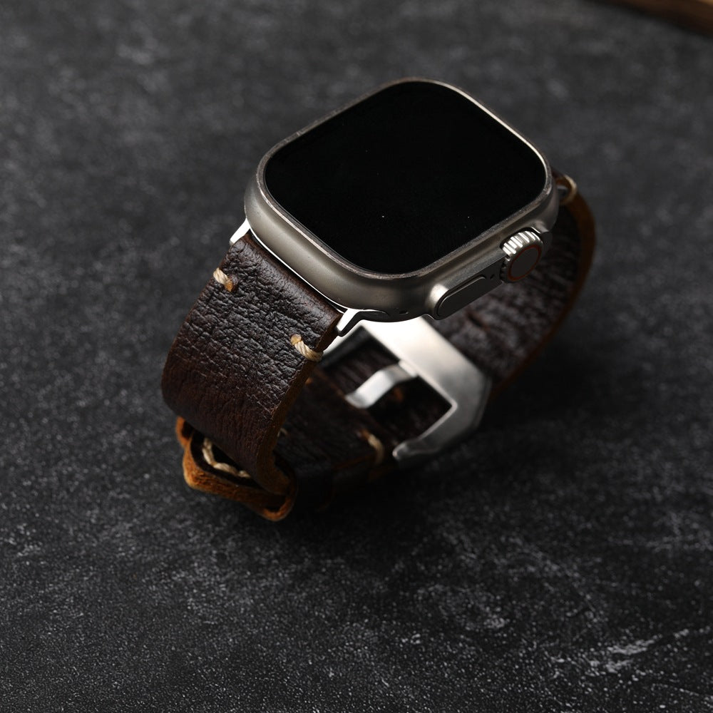 Klassisk Horween Læderrem til Apple Watch i Vintage Stil