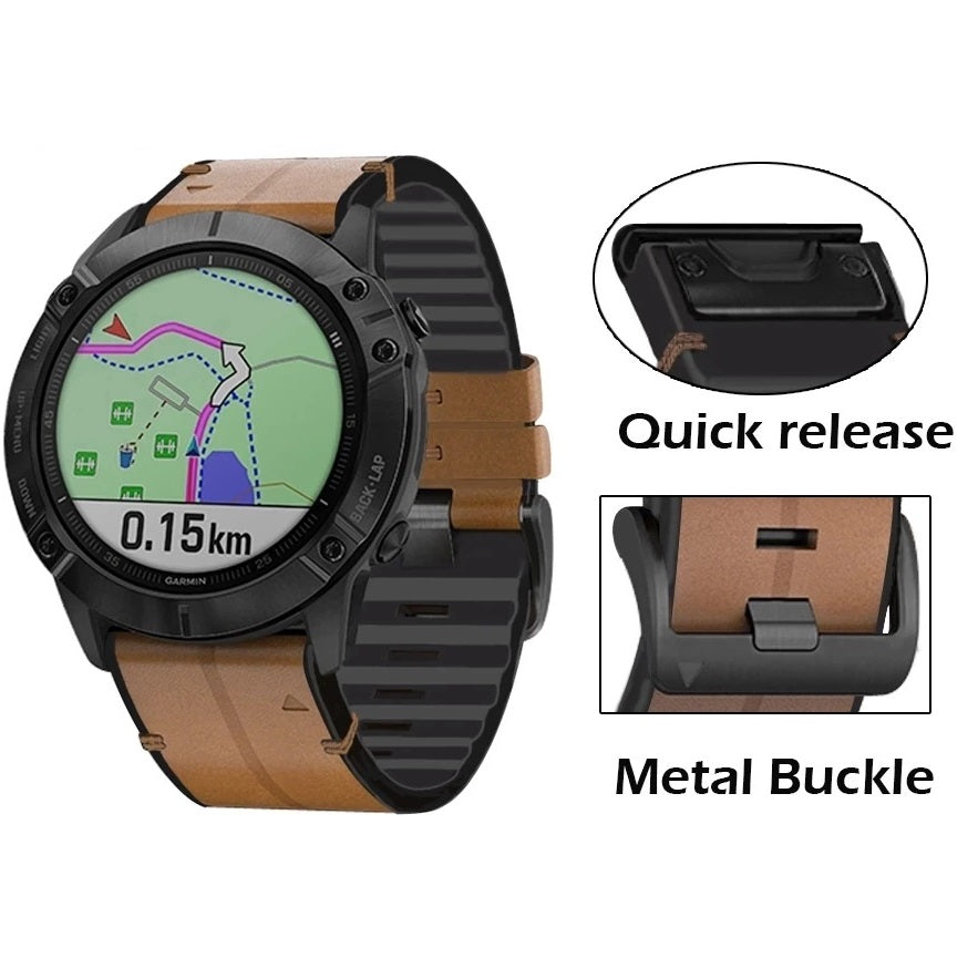 Silikon-Leder-Uhrenarmband für Garmin Fenix 8 7X 7 5X 5 6