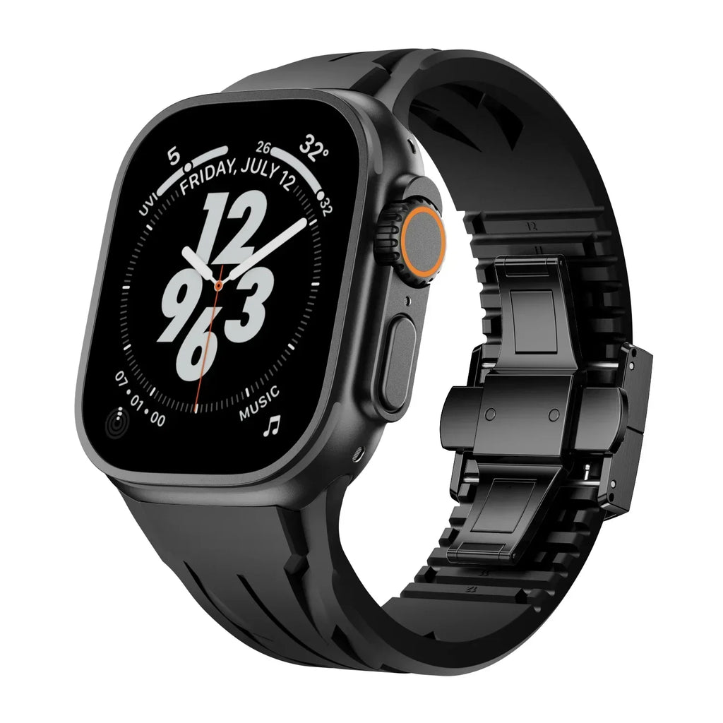 Luxury Butterfly Buckle FKM Rubber Band for Apple Watch