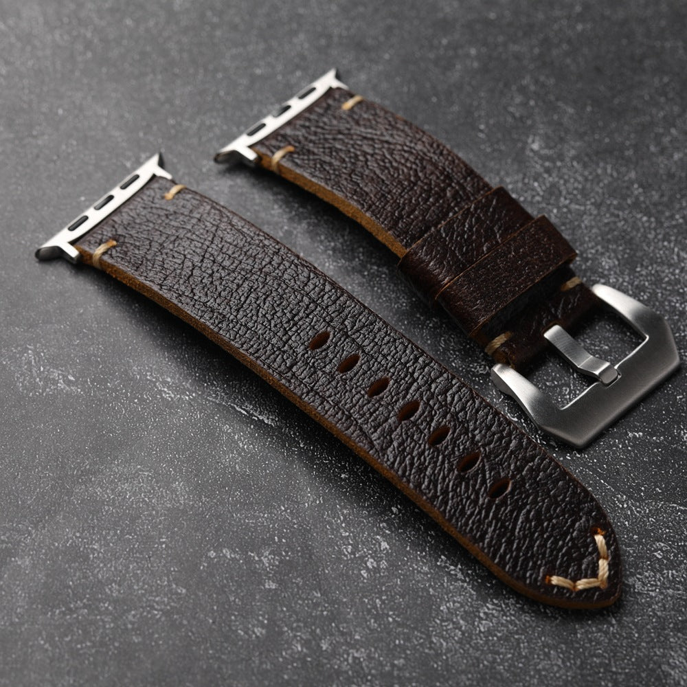 Klassisk Horween Læderrem til Apple Watch i Vintage Stil