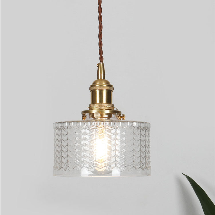 Suspension ronde en verre vintage orientale en laiton