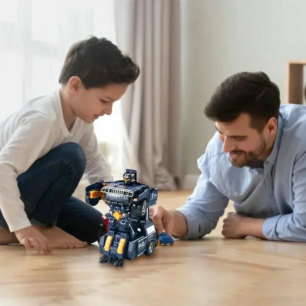 NovaDrive Förvandlande Polisbil och Robotleksak för Barn med LED-lampor