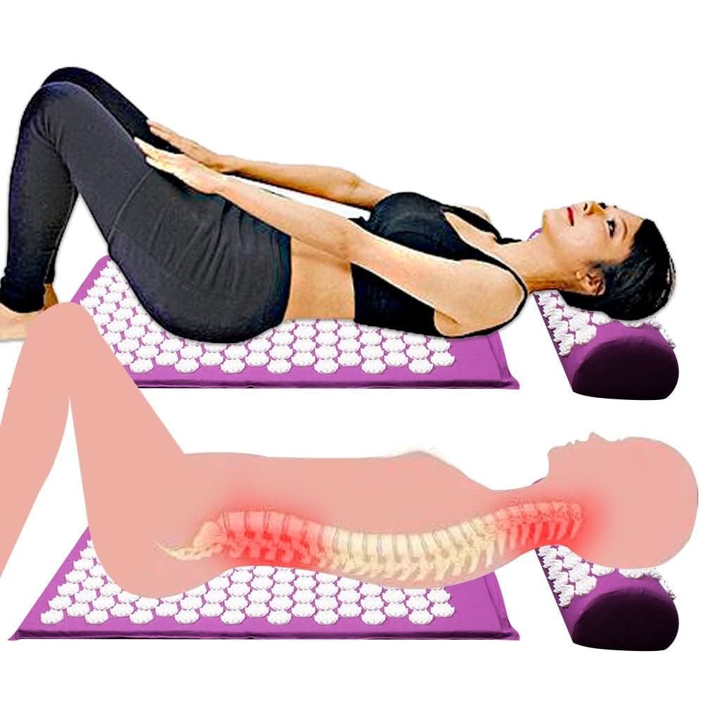 Set Tappetino Yoga e Cuscino CalmFlex per Agopressione e Sollievo Naturale dal Dolore a Casa