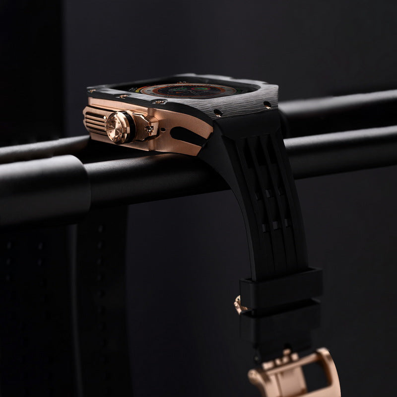 RM Vanguard-serien - Fluororubberrem Rustfrit stål urkasse til Apple Watch Ultra