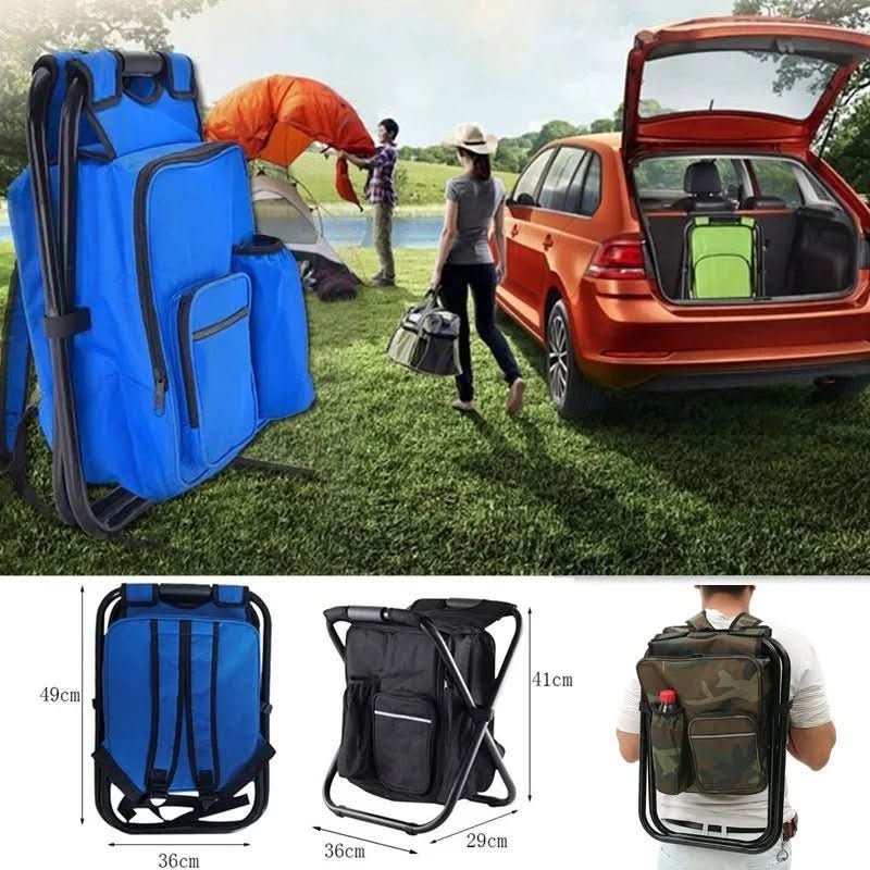 TrailChair 3-in-1 camouflage rugzak met opvouwbare stoel en koelbox voor buitengebruik