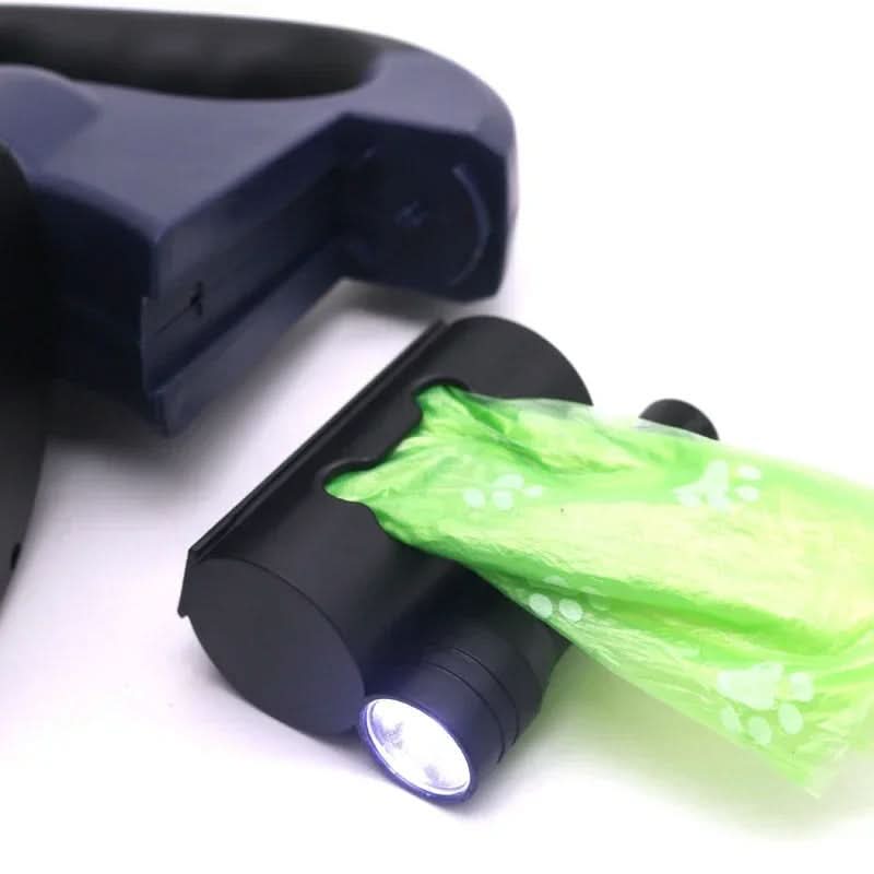 Azure Premium dubbele hondenriem met LED-licht en zakjesdispenser voor twee honden