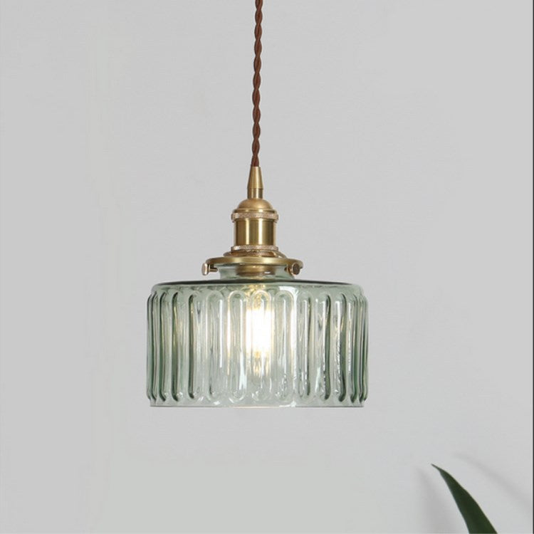 Suspension ronde en verre vintage orientale en laiton