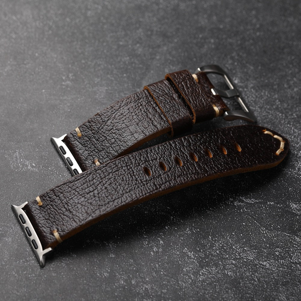 Klassisk Horween Læderrem til Apple Watch i Vintage Stil