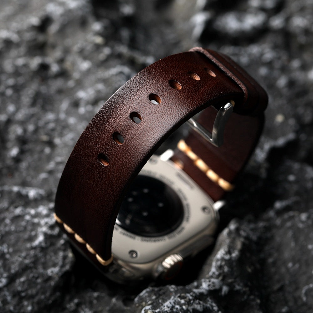 Men's Apple Watch Leather Strap In Full-Grain Style Affordable Luxury