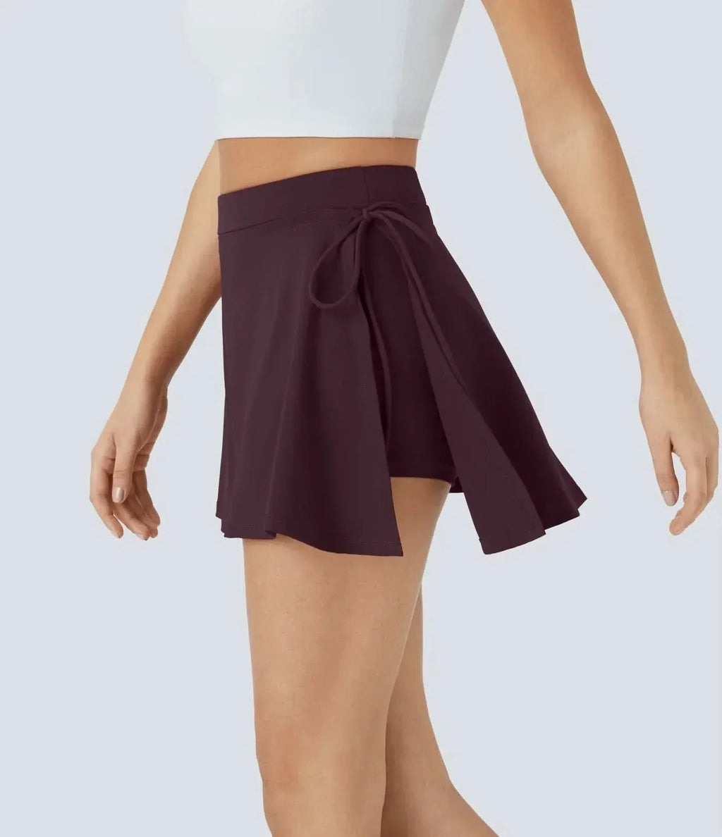 Saia 2 em 1 LumaFlex CoolTouch Airy com Bolsos e Cinto de Laço para Mulheres Ativas