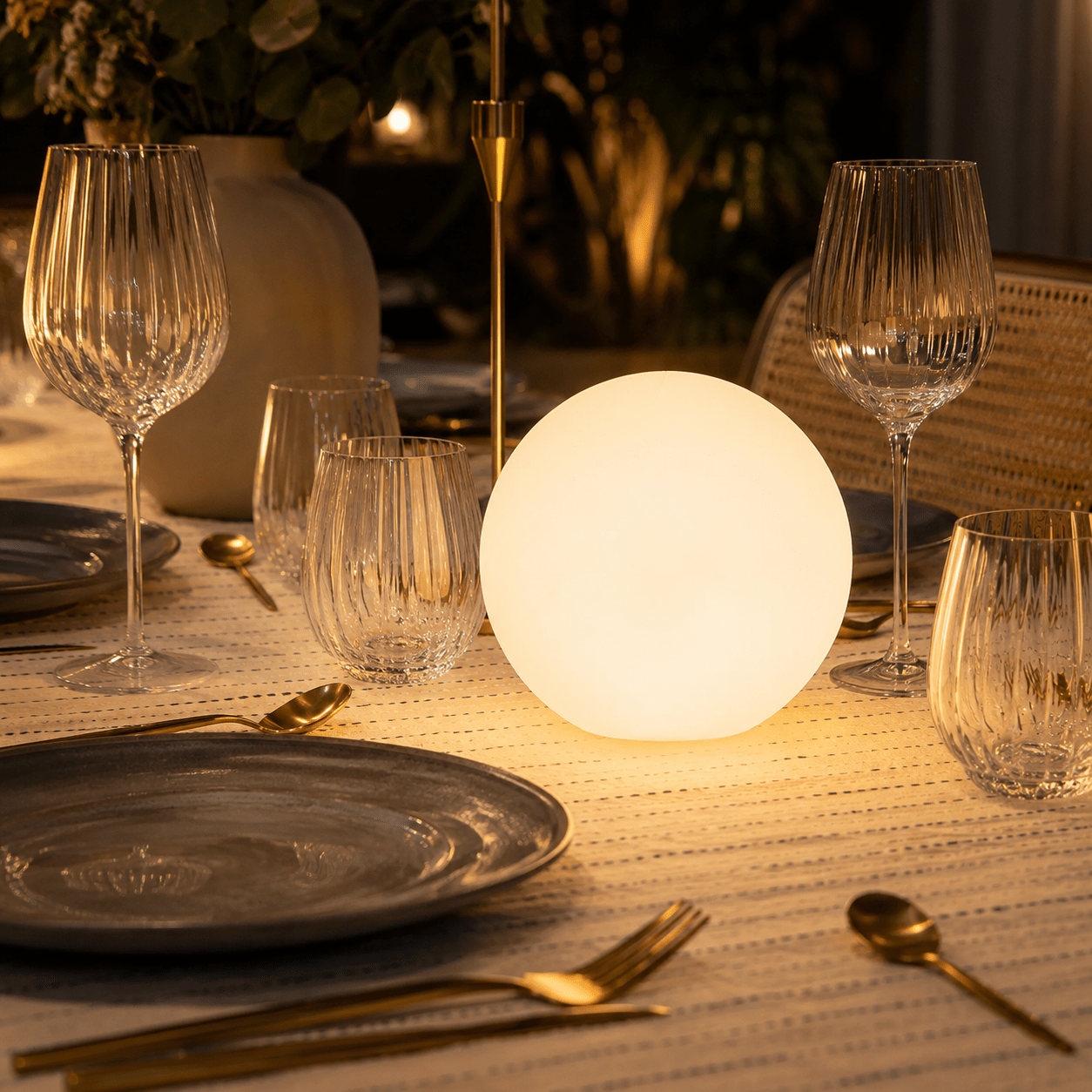 Compagnien Cordless LED Orb Table Lamp Indoor and Outdoor IP65 Waterproof