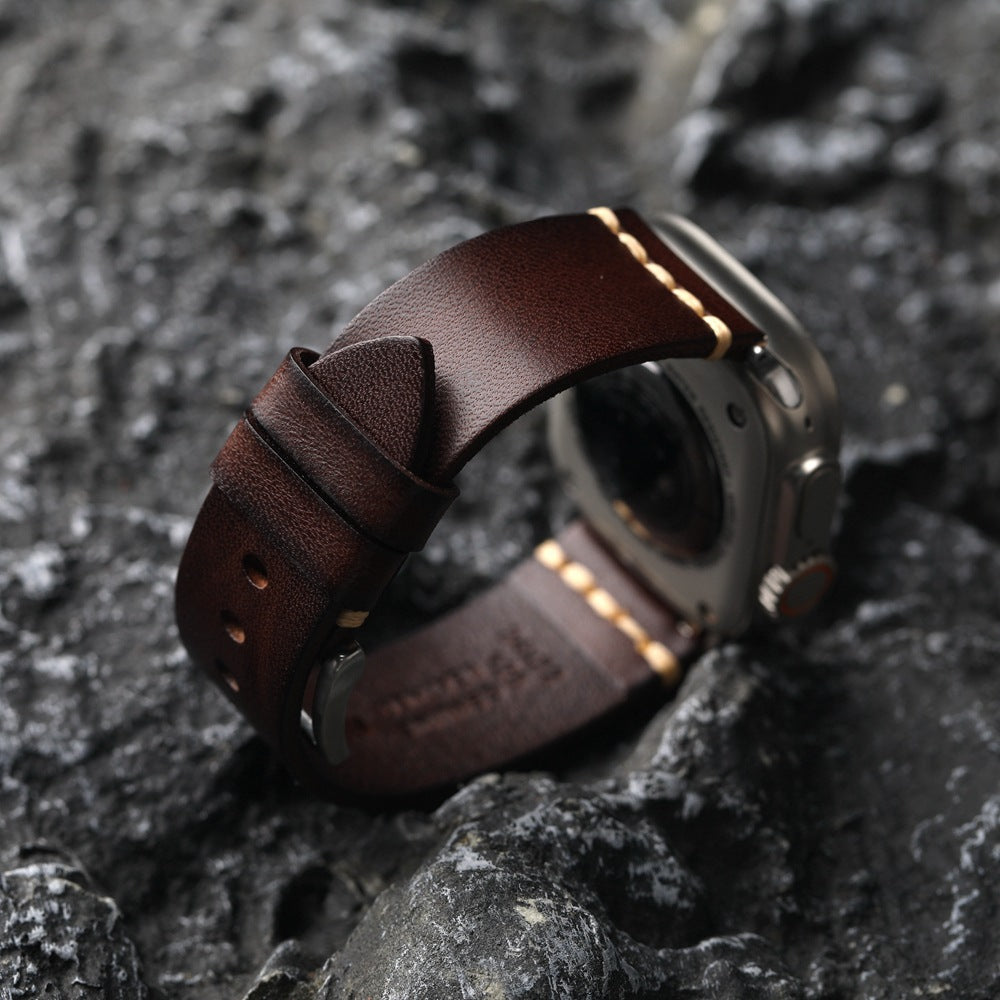 Men's Apple Watch Leather Strap In Full-Grain Style Affordable Luxury