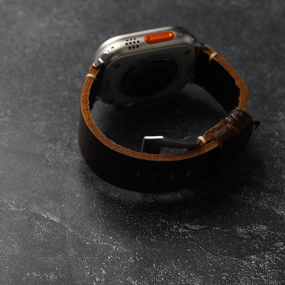 Klassisk Horween Læderrem til Apple Watch i Vintage Stil