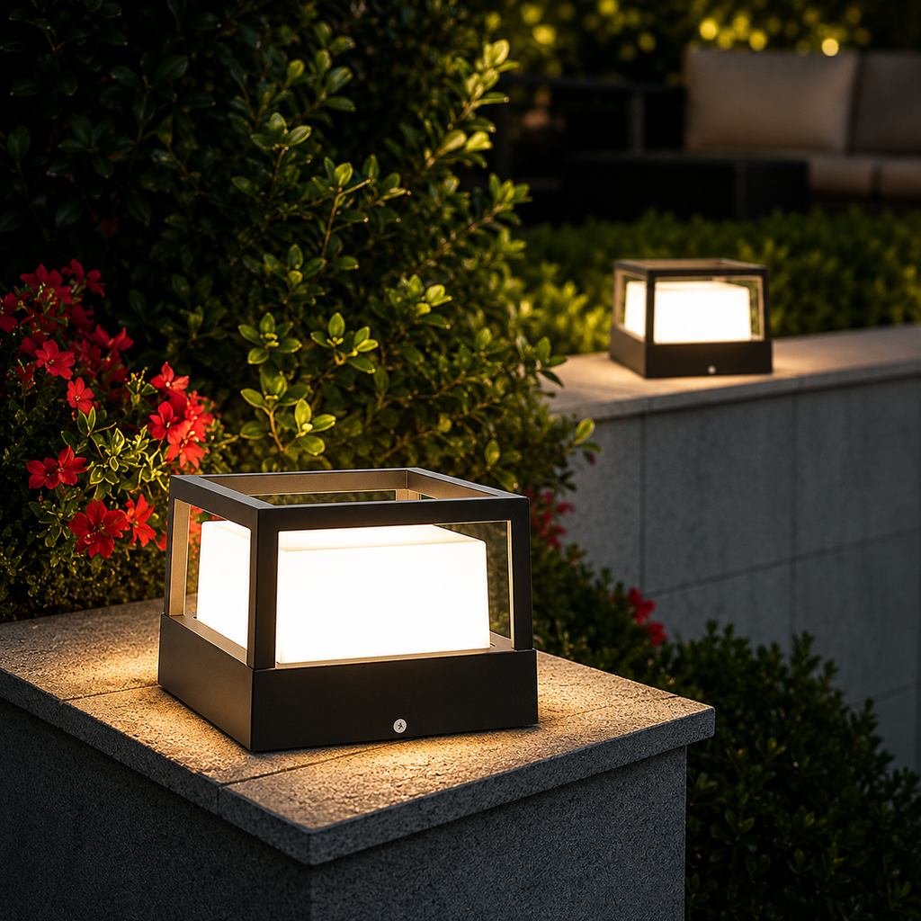 ضوء عمود خارجي للحديقة والممر مع مصباح LED مدمج