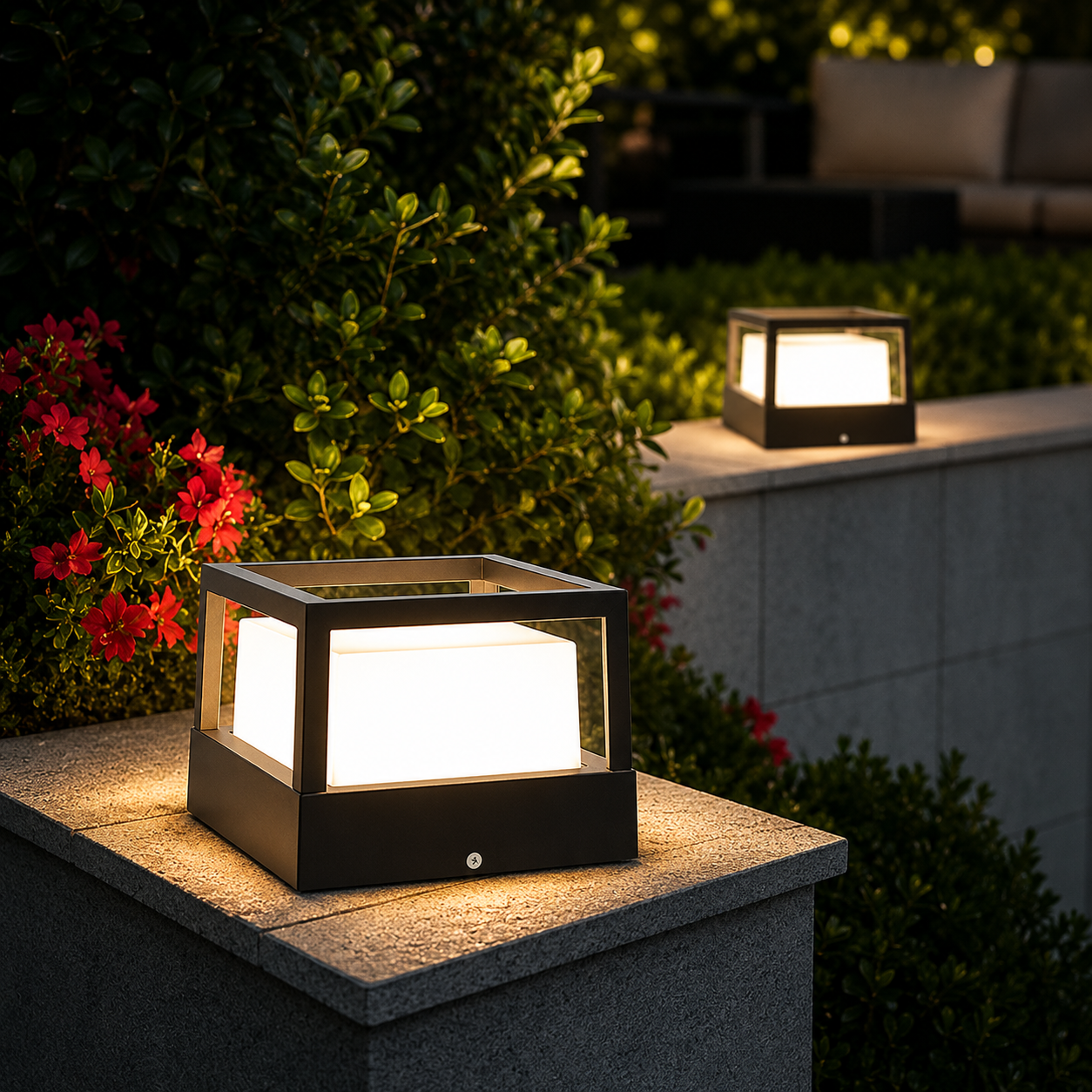 ضوء عمود خارجي للحديقة والممر مع مصباح LED مدمج