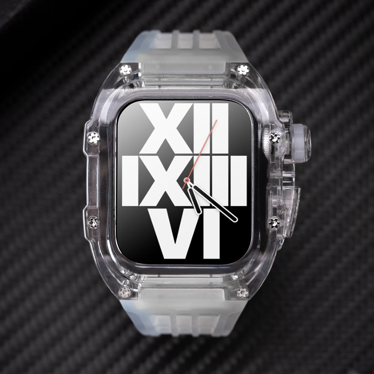 RM V30 Glacier-serien Fluororubber Gennemsigtigt Cover Gummibånd Mod Kit til Apple Watch