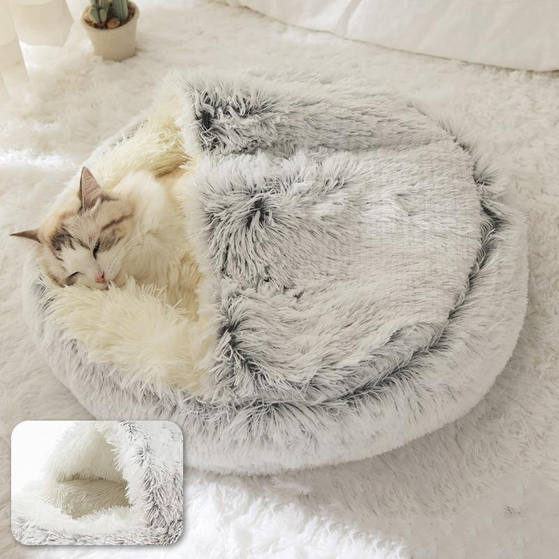 Yuvarlak Peluş Rahatlatıcı Kedi Mağarası