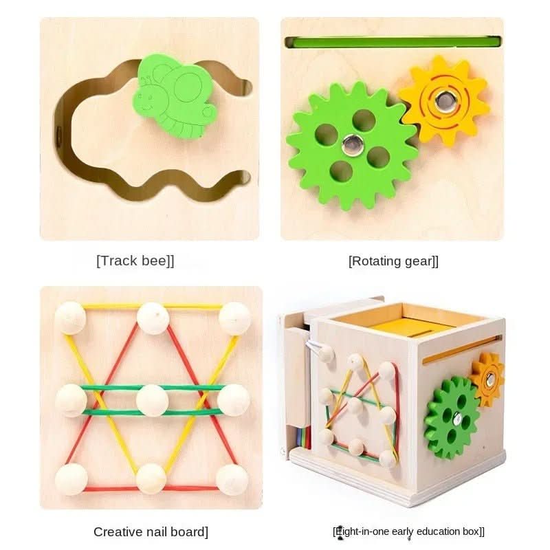 DiscoveryCube Montessori játékdoboz babáknak 6 hónapos kortól, 8 tevékenységgel