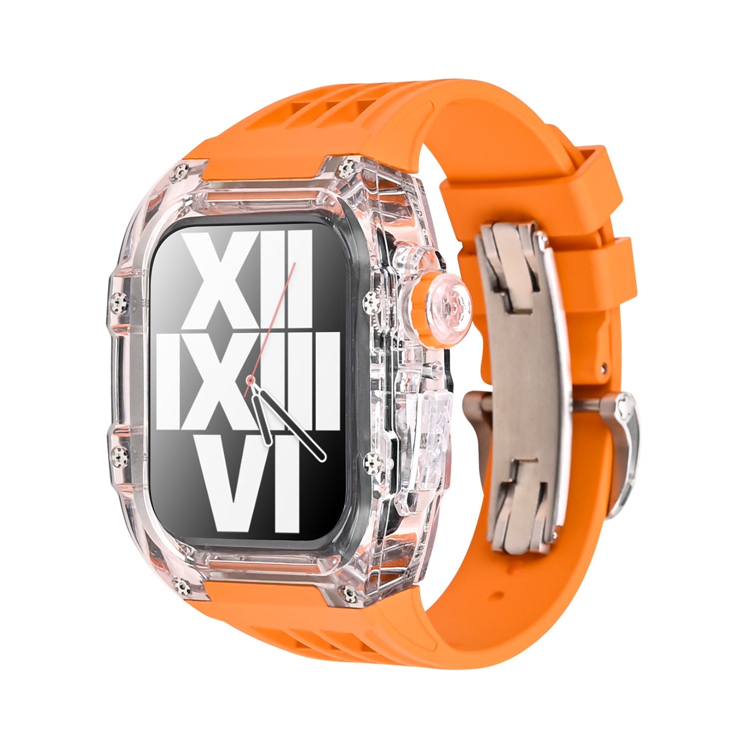 RM V30 Glacier Serisi Florokauçuk Şeffaf Kılıf Kauçuk Bant Mod Kiti Apple Watch için