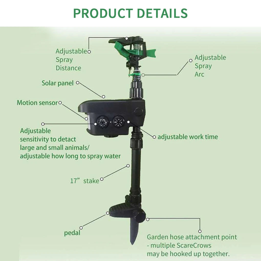 Solar Powered Motion Activated Animal Deterrent Sprinkler