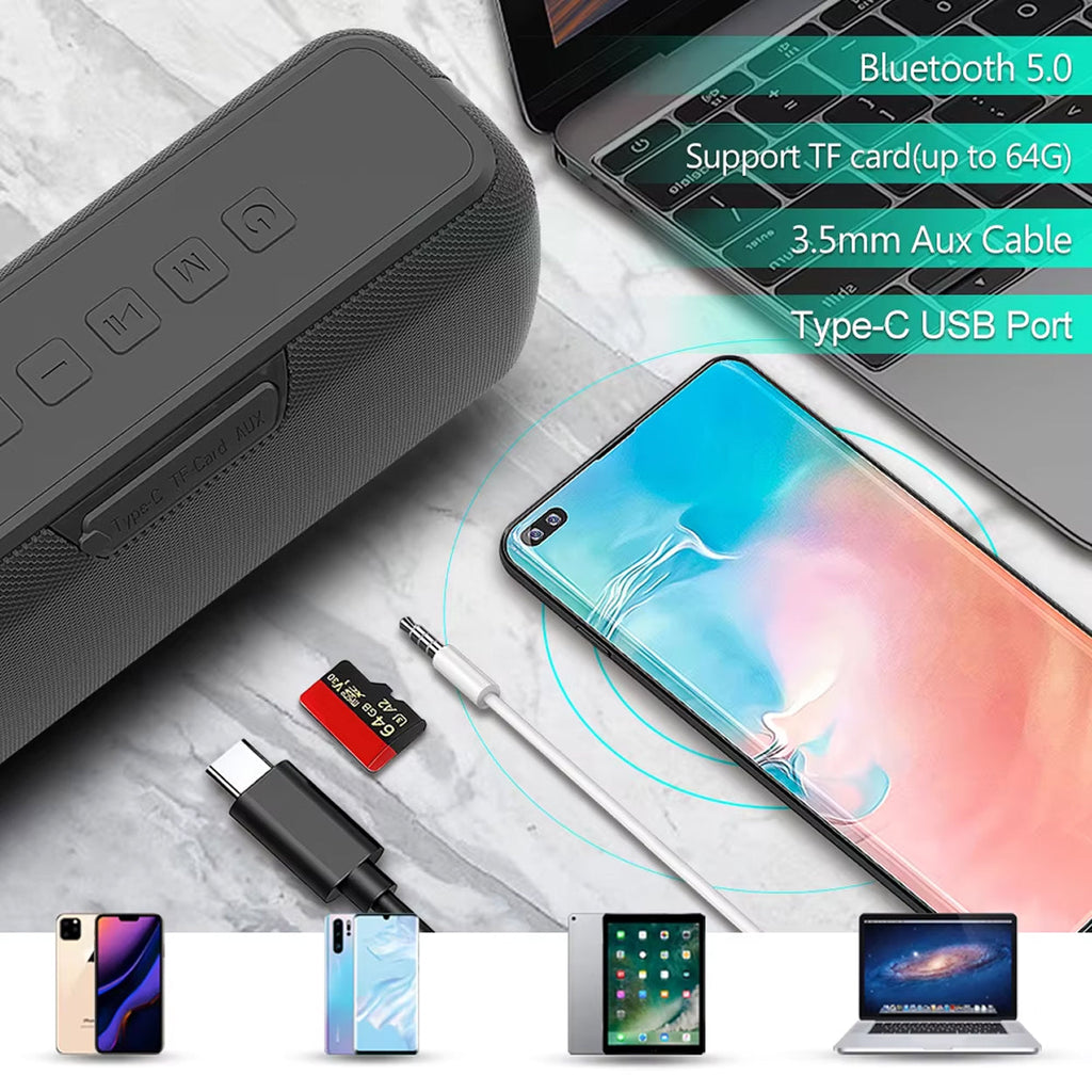 Venkovní reproduktor do každého počasí, 60W, 6600mAh, 15 hodin přehrávání, vodotěsný IPX5, TWS párování