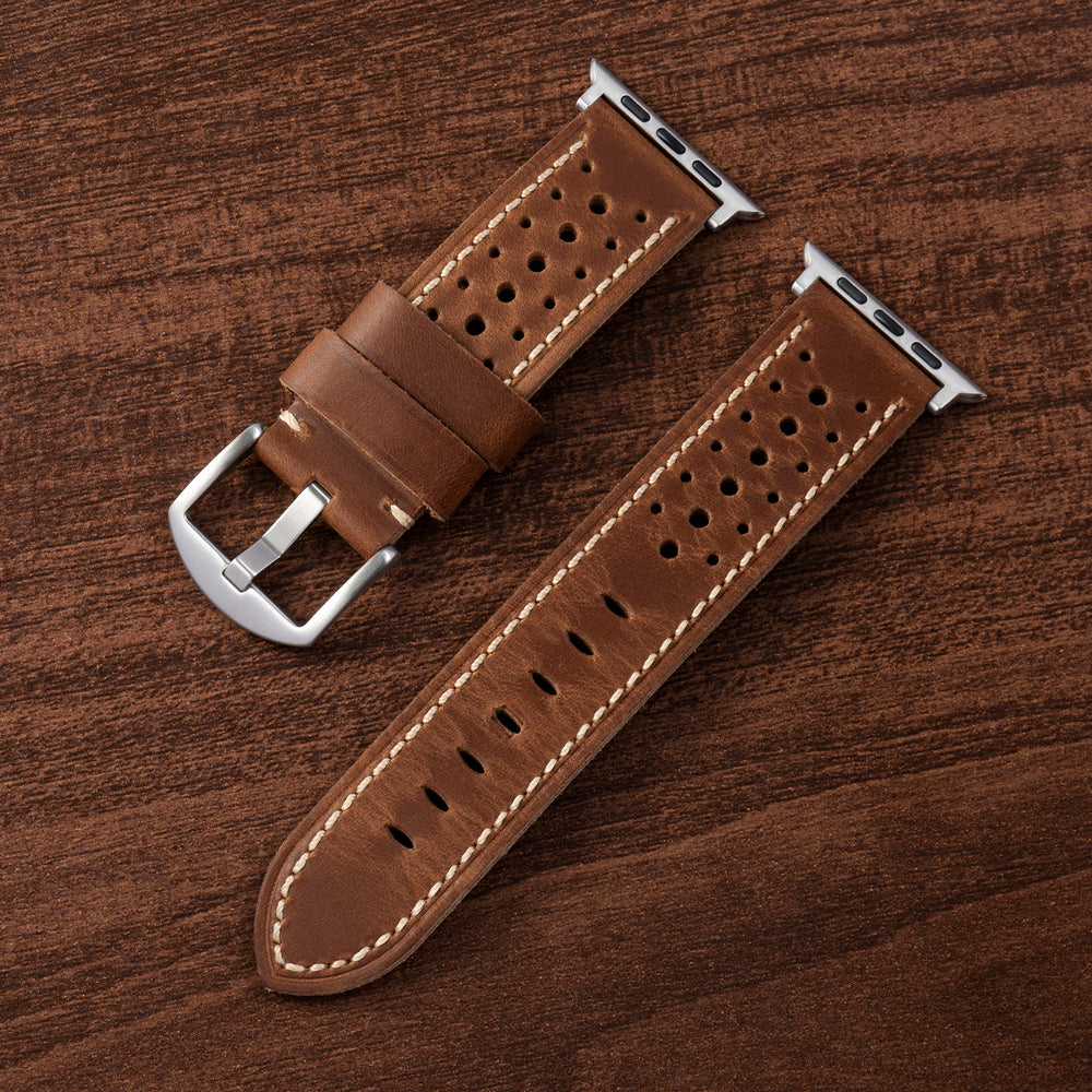 Apple Watch-læderrem med vintage racingstil