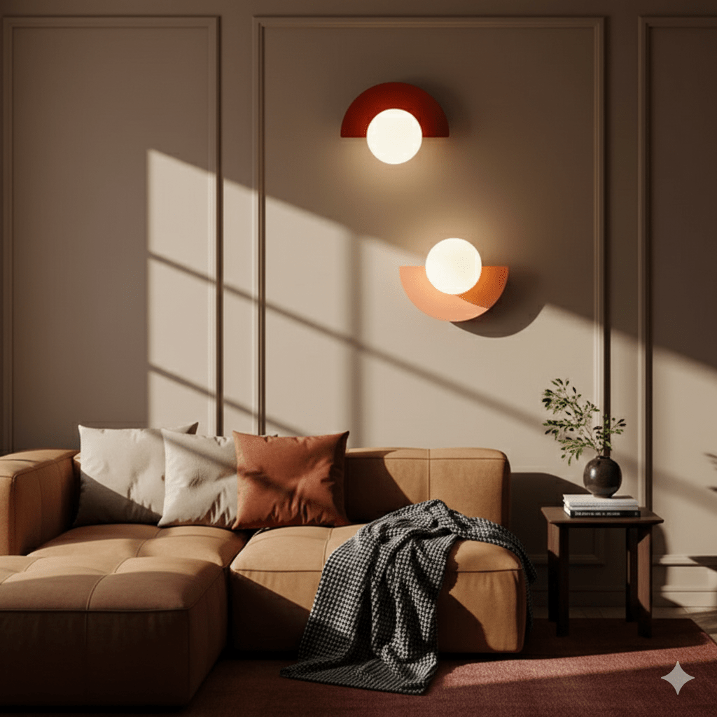 Minimalistische moderne Wandleuchte mit Glaskugel und LED-Licht
