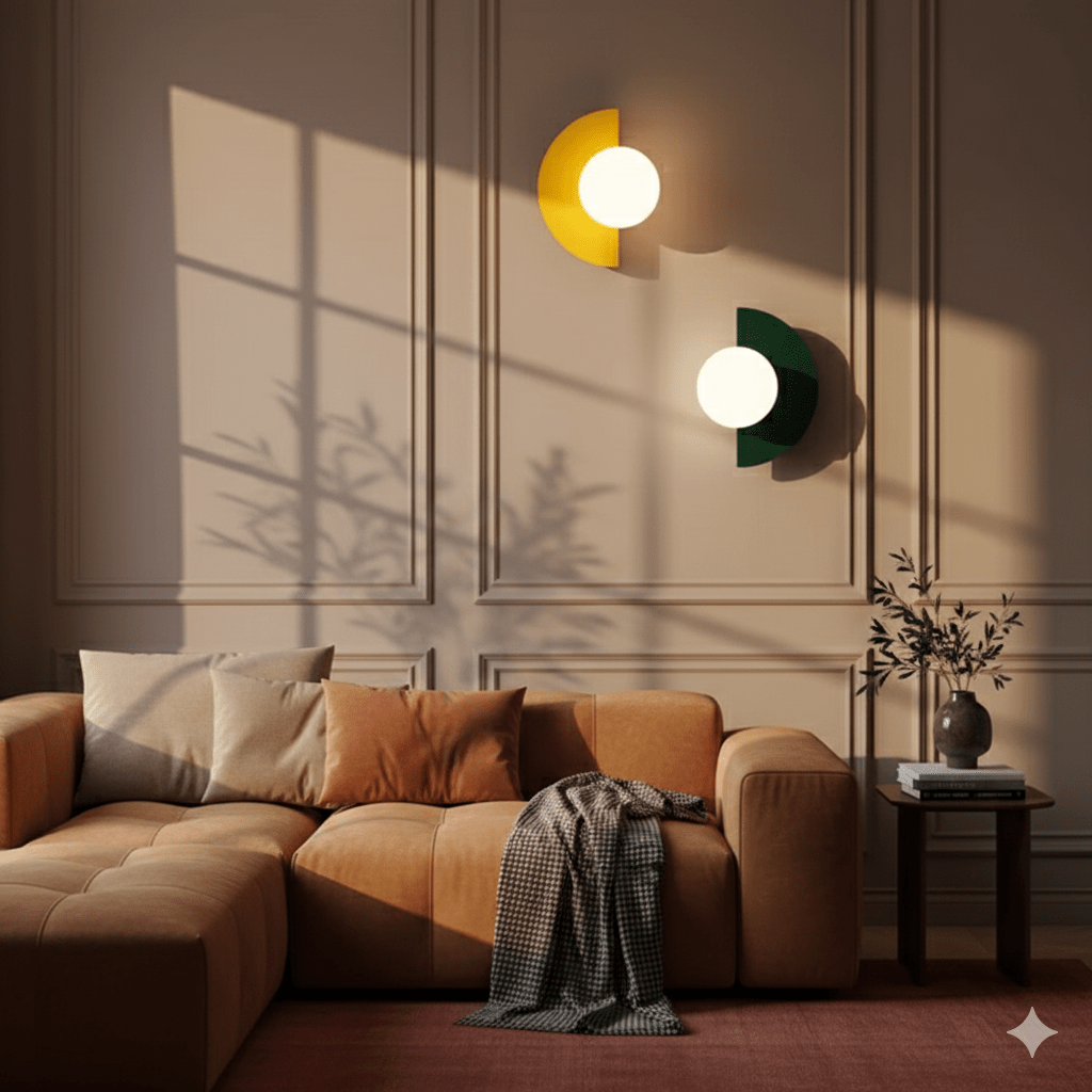 Minimalistische moderne Wandleuchte mit Glaskugel und LED-Licht