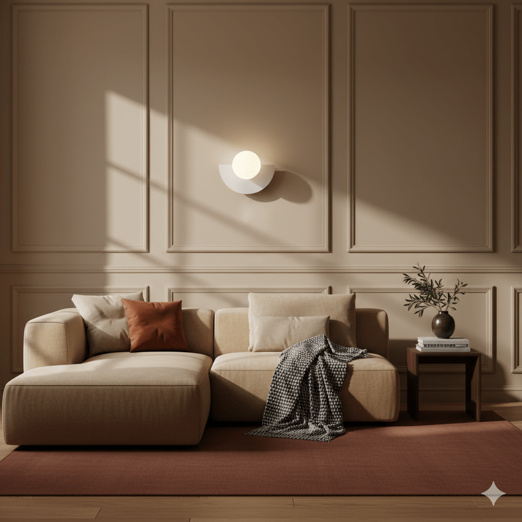 Minimalistische moderne Wandleuchte mit Glaskugel und LED-Licht