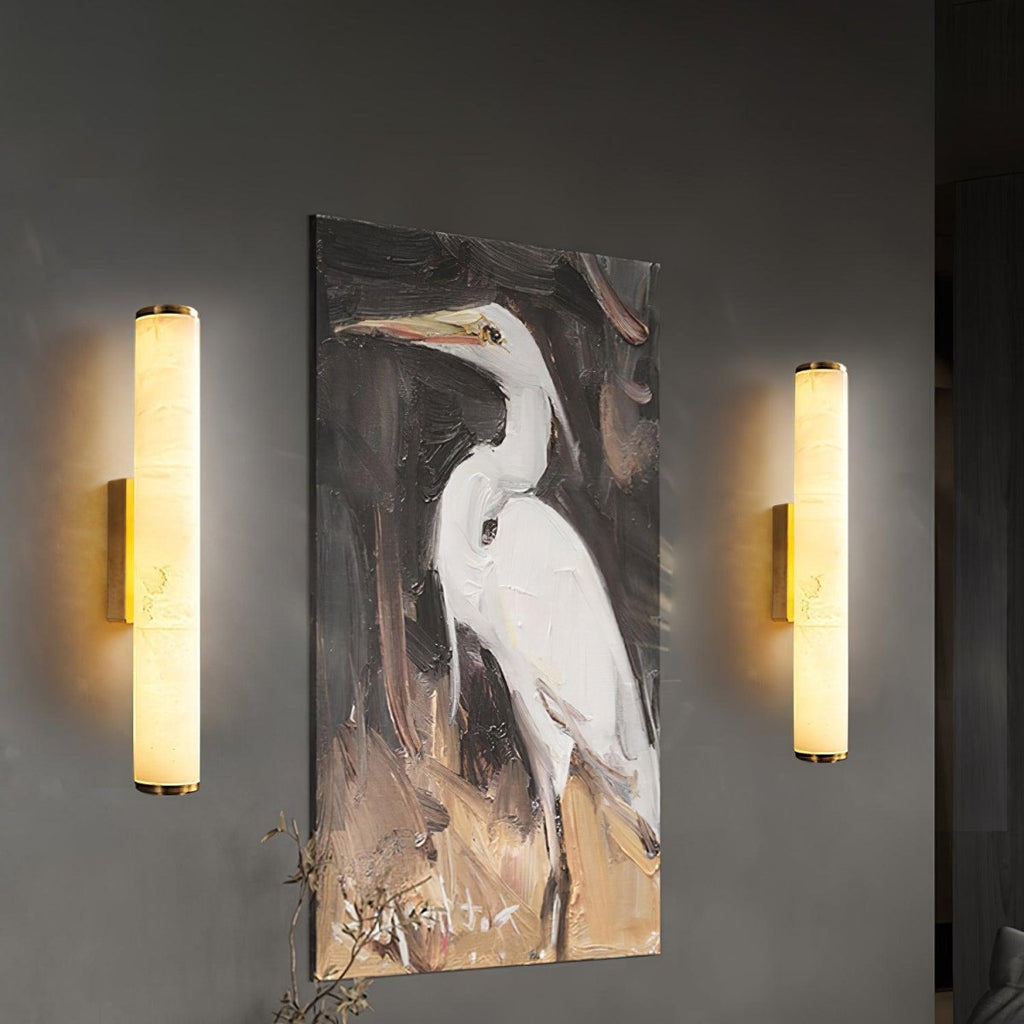 Alabaster Tube Wall Sconce With One Light LED Fixture