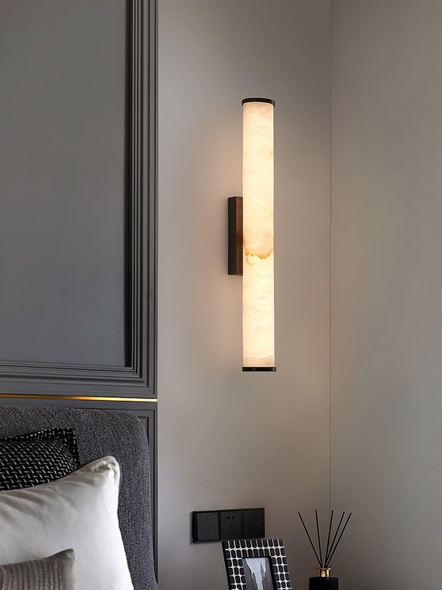 Alabaster Tube Wall Sconce With One Light LED Fixture