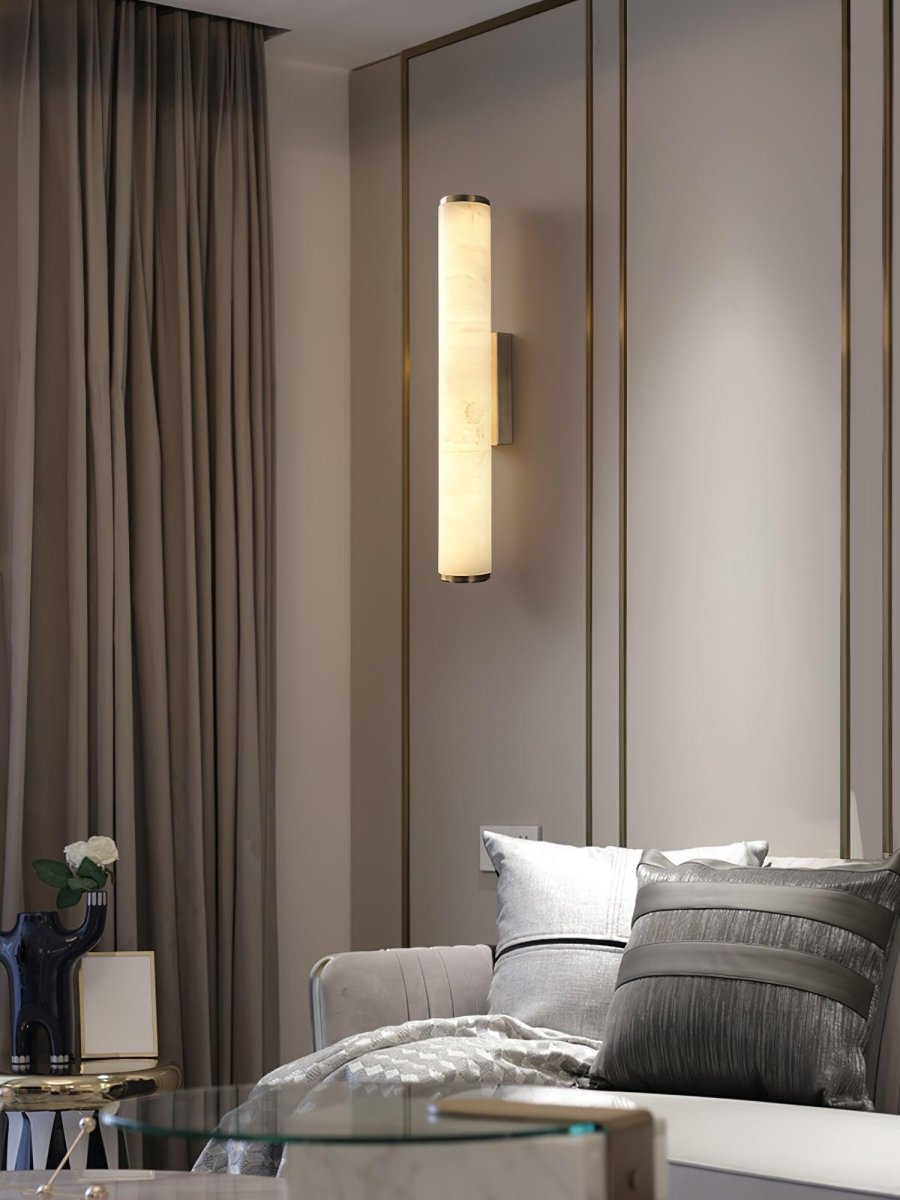 Alabaster Tube Wall Sconce With One Light LED Fixture