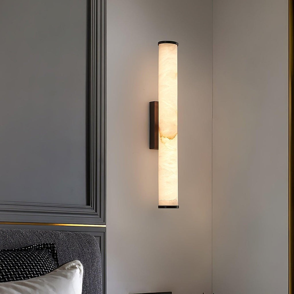 Alabaster Tube Wall Sconce With One Light LED Fixture
