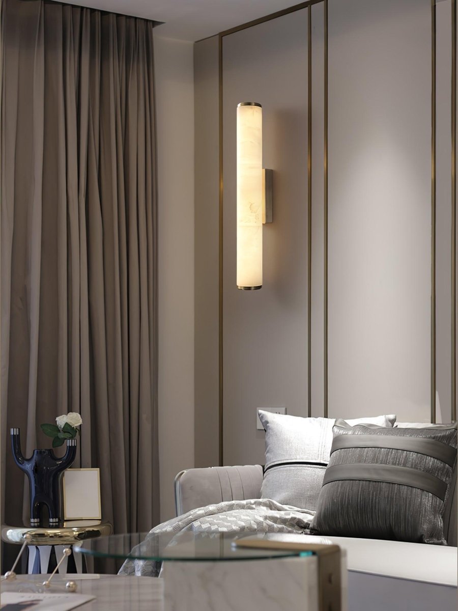 Alabaster Tube Wall Sconce With One Light LED Fixture