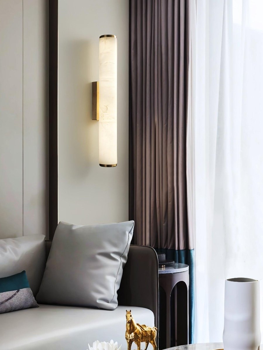 Alabaster Tube Wall Sconce With One Light LED Fixture