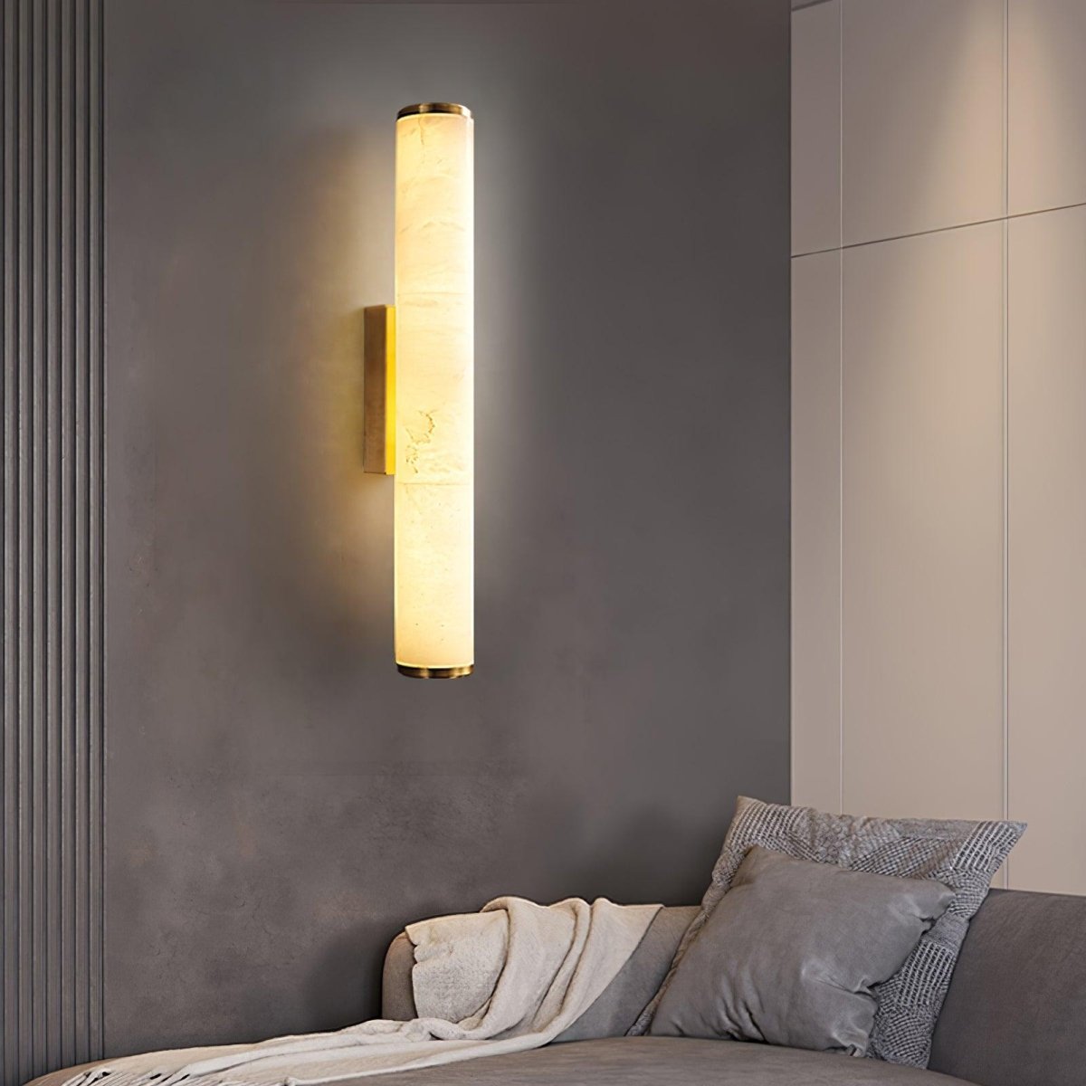 Alabaster Tube Wall Sconce With One Light LED Fixture