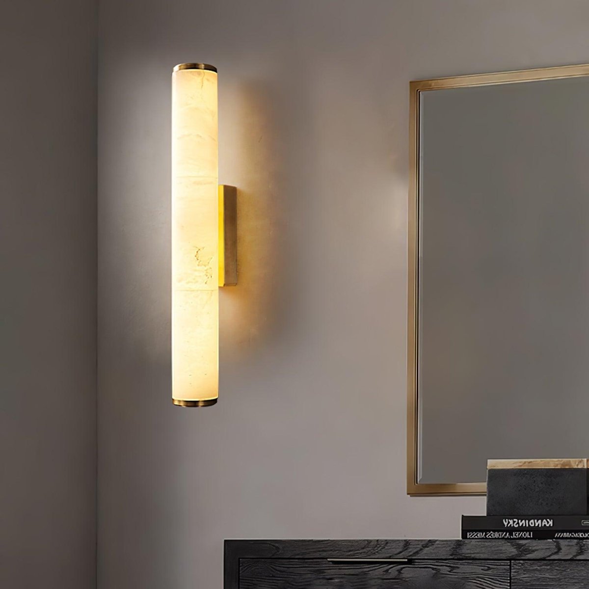 Alabaster Tube Wall Sconce With One Light LED Fixture