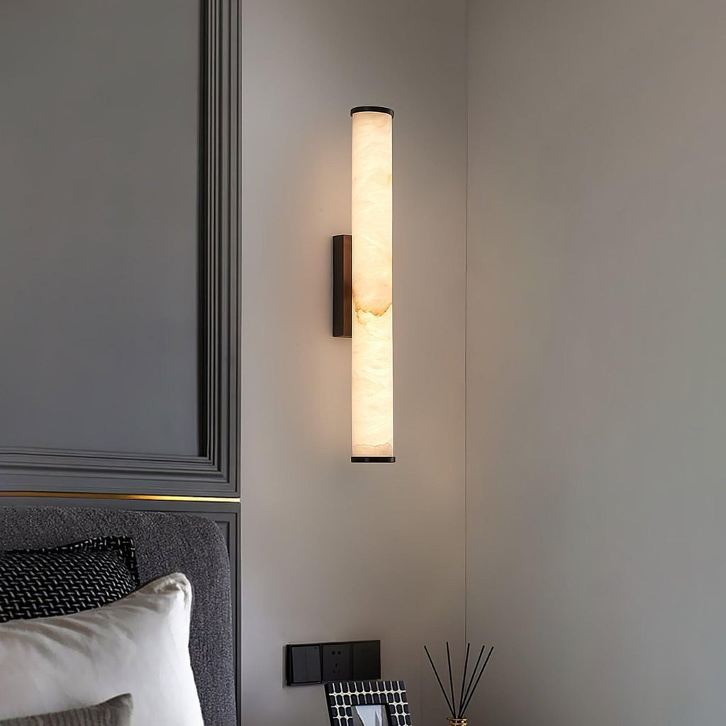 Alabaster Tube Wall Sconce With One Light LED Fixture
