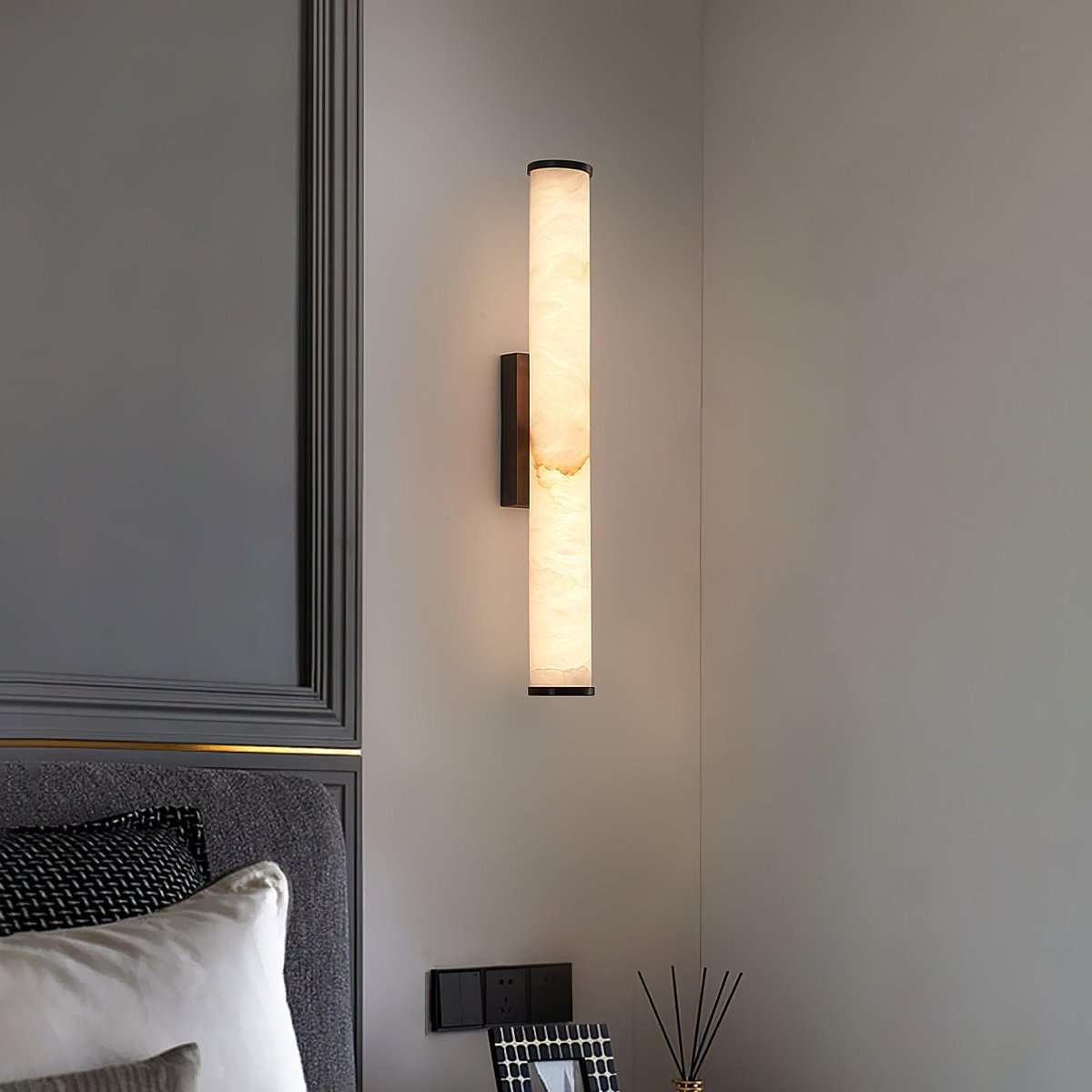 Alabaster Tube Wall Sconce With One Light LED Fixture