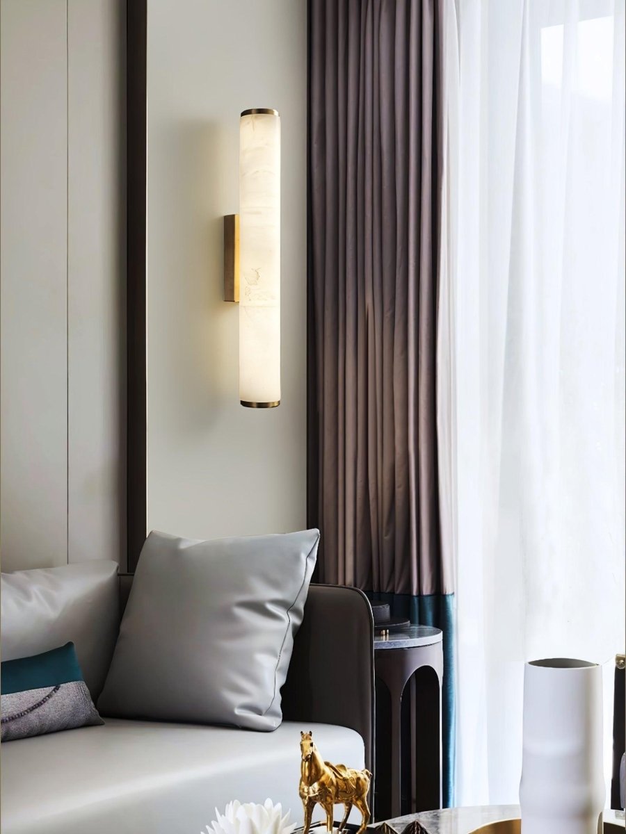 Alabaster Tube Wall Sconce With One Light LED Fixture
