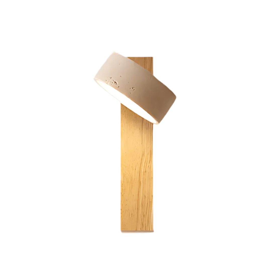 Aplique de pared LED de una luz con acabado en travertino y madera