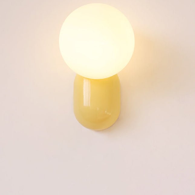 Aplique de pared moderno con globo de vidrio y una luz para iluminación del hogar