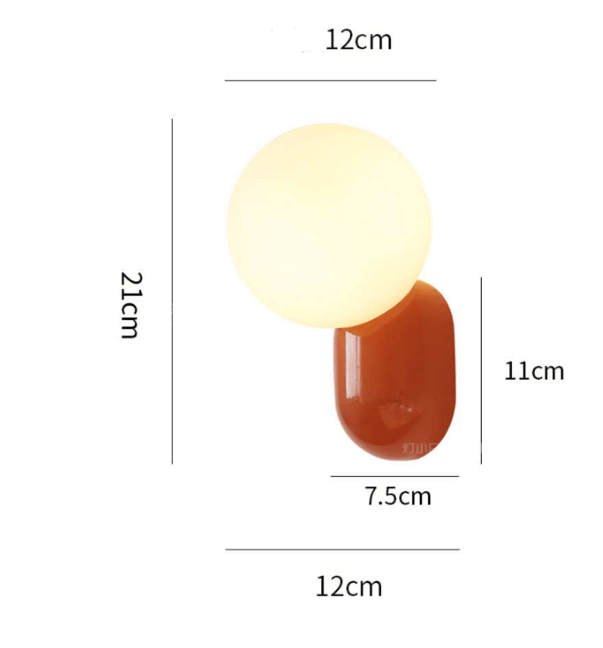 Aplique de pared moderno con globo de vidrio y una luz para iluminación del hogar