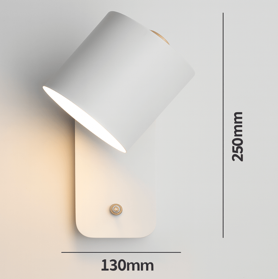 Applique da parete con testa rotante e LED cilindrico per illuminazione murale