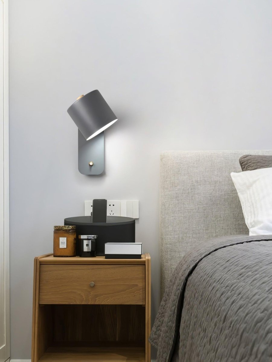 Applique da parete con testa rotante e LED cilindrico per illuminazione murale
