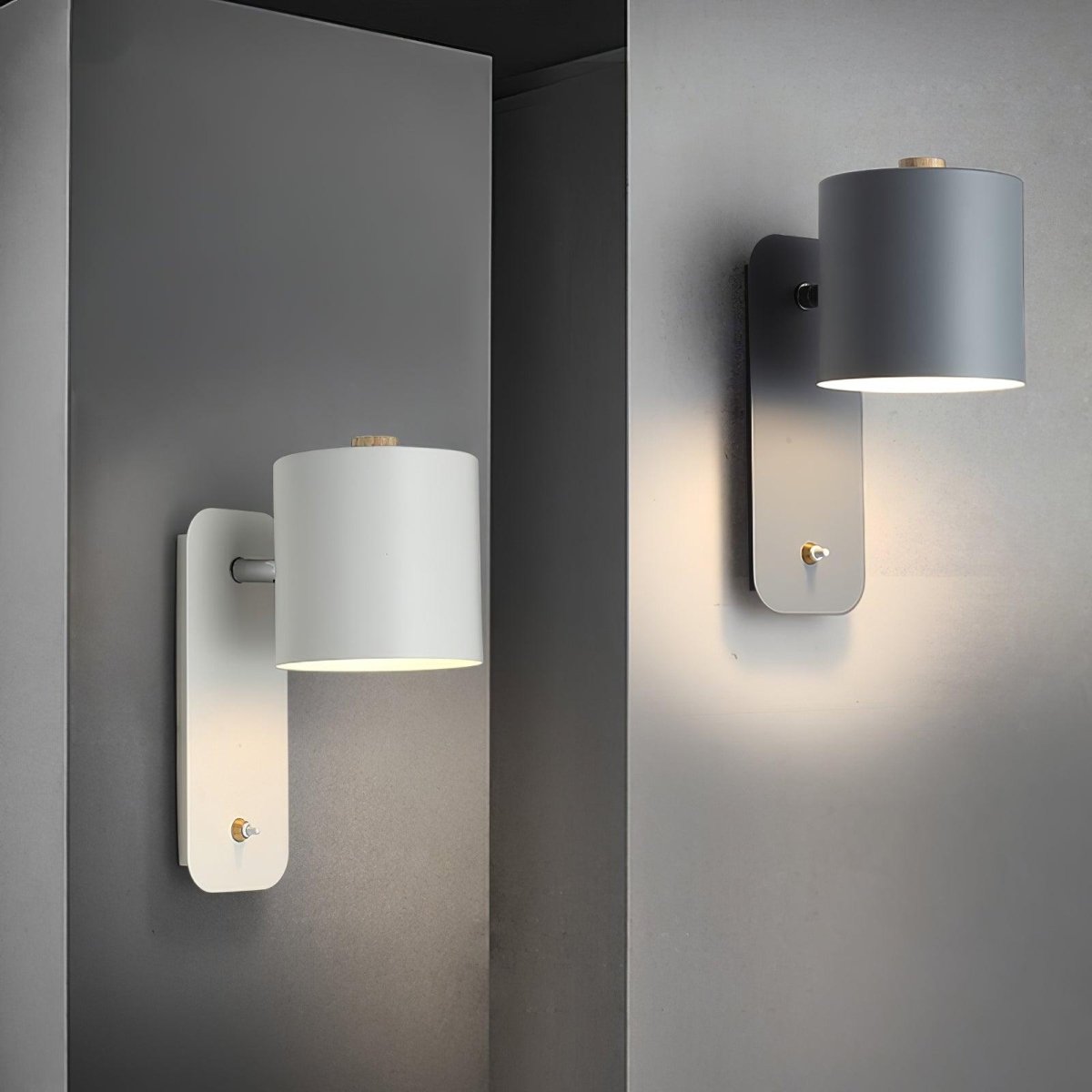 Applique da parete con testa rotante e LED cilindrico per illuminazione murale