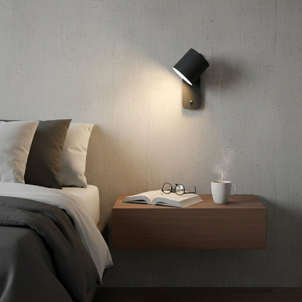Applique da parete con testa rotante e LED cilindrico per illuminazione murale