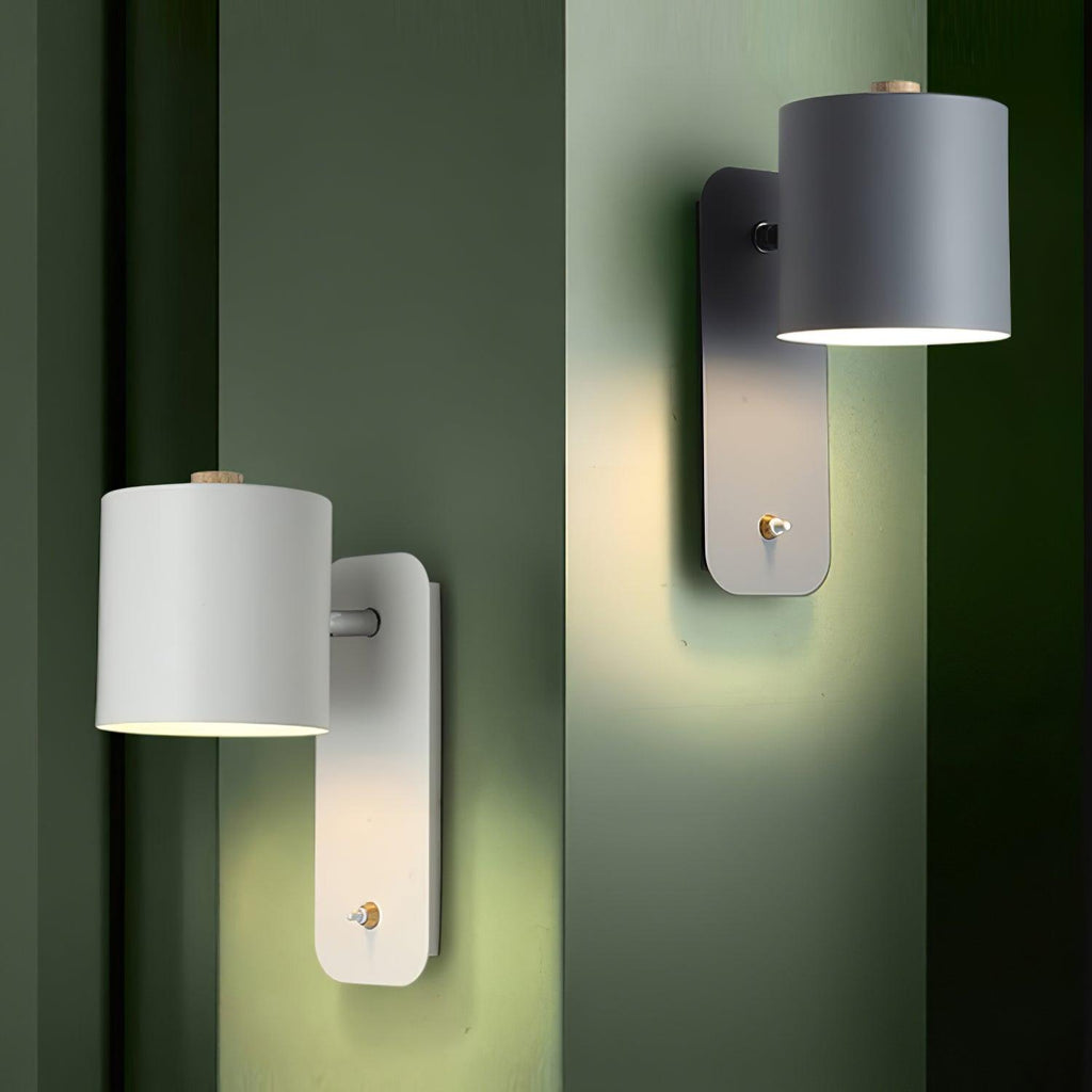 Applique da parete con testa rotante e LED cilindrico per illuminazione murale
